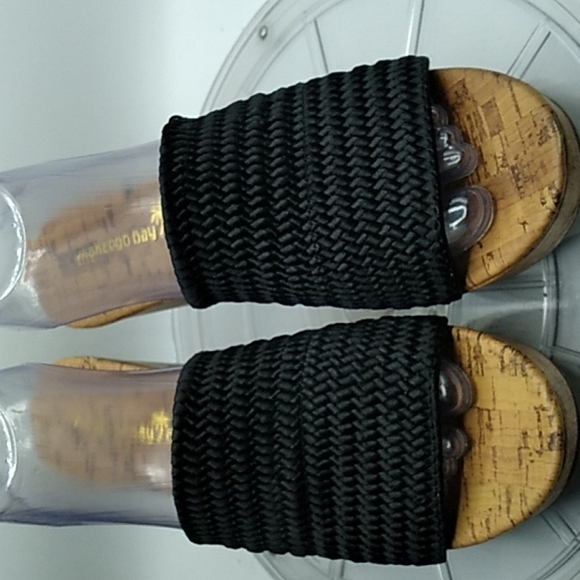 Montego Bay Club 7.5 black wedge mules - Picture 1 of 8